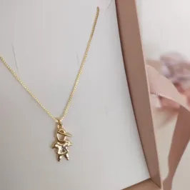 COLAR COM MENINO COM 2 PEDRAS DE ZIRCONIA AZUL FILHOS