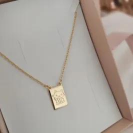 COLAR ELO PORTUGUES COM PINGENTE PLACA COM GATINHA