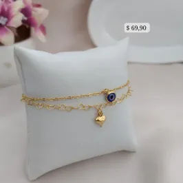 PULSEIRA 2 EM 1 COM OLHO GREGO E CORAÇÃO BOLEADO