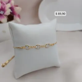 PULSEIRA REGULAVEL COM 3 PEDRAS DE ZIRCONIA