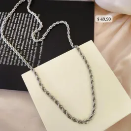 CORRENTE MASCULINA CORDÃO BAIANO EM AÇO 4MM 60CM