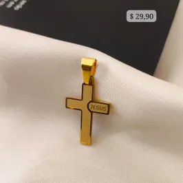 PINGENTE DE CRUZ COM NOME JESUS AÇO