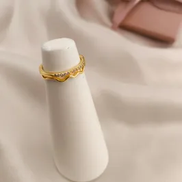 ANEL 2 EM 1 ONDULADO E LISO E CRAVEJADO EM MICRO ZIRCONIA