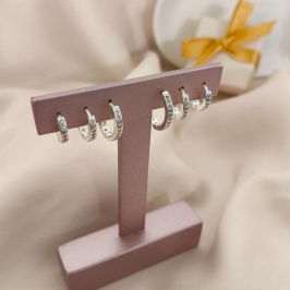 TRIO DE ARGOLA 1 FILA CRAVEJADA EM MICRO ZIRCONIA