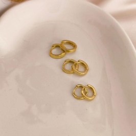 BRINCO TRIO DE ARGOLAS QUADRICULADA LISAS P,M,G 1