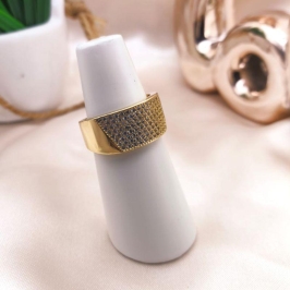 ANEL LARGO COM 8 FILAS CRAVEKADAS EM MICRO ZIRCONIA