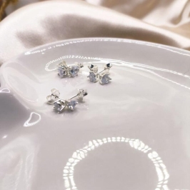 BRINCO TRIO DE CORAÇÃO PEDRA ZIRCONIA PEDRA P,M,G