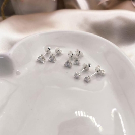 BRINCO TRIO PEDRA TRIANGULAR ZIRCONIA