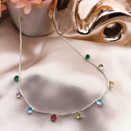 CHOKER VENEZIANA COM PEDRAS COLORIDAS SEPARADAS