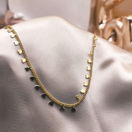 COLAR ELO GROUMET COM CORAÇÕES PENDURADOS