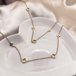 COLAR LONGO ESTRELA E TREVO REDONDO VAZADO