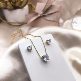 CONJUNTO CORAÇÃO PEDRAS DE ZIRCONIA