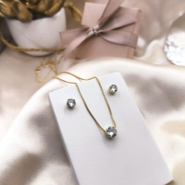 CONJUNTO REDONDO COM PEDRA DE ZIRCONIA M