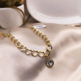 PULSEIRA ELO GROUMET COM PEDRA DE ZIRCONIA PENDURADA