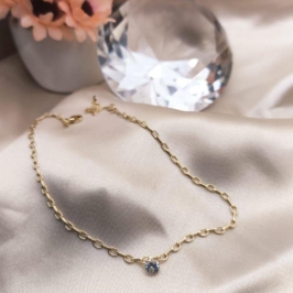 TORNOZELEIRA CARTIER CURTO COM PONTO DE LUZ EM ZIRCONIA