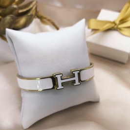 BRACELETE EM H BRANCO HÉRMES BRASIL