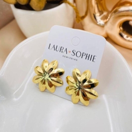 BRINCO ORGANICO EM FORMA DE FLOR CURVADO PARA TRÁS