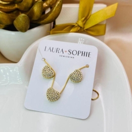 CONJUNTO CORAÇÃO CRAVEJADO EM MICRO ZIRCONIA