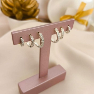 ARGOLA TRIO CRAVAJEDA EM MICRO ZIRCONIA P, M, G