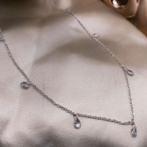 CHOKER ELO PORTUGUES COM PEDRAS EM GOTAS DE ZIRCONIA