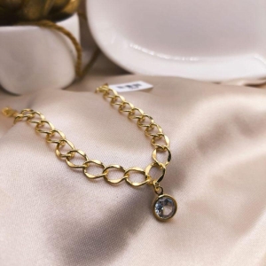 PULSEIRA ELO GROUMET COM PEDRA DE ZIRCONIA PENDURADA