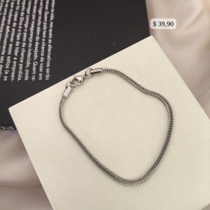 PULSEIRA EM AÇO ELO GROUMET DUPLO