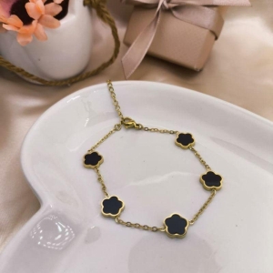 PULSEIRA FLOR PRETO LISO