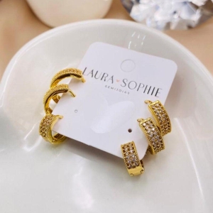 BRINCO TRIO DE ARGOLA COM 3 FILAS DE ZIRCONIA P,M,G