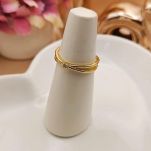 ANEL DUPLO LISO COM PEDRA SOLITARIA DE ZIRCONIA