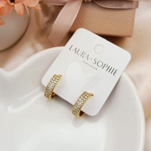 ARGOLA COM 2 FILAS CRAVEJADAS EM MICRO ZIRCONIA