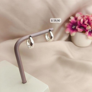 ARGOLA LISA EM FORMA DE GOTA TAM G B. PRATA 925 TAM G