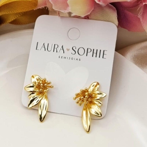 BRINCO MEIA FLOR COM MINI ESFERAS