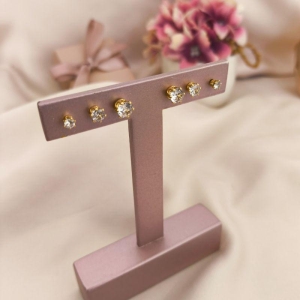 BRINCO TRIO PEDRA REDONDA ZIRCONIA