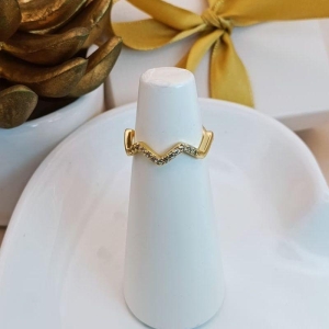 ANEL ONDULADO LISO E CRAVEJADO EM MICRO ZIRCONIA