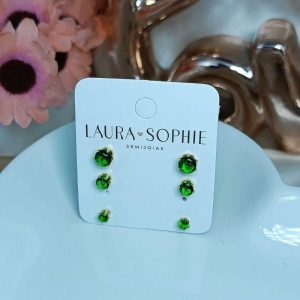 BRINCO TRIO DE ZIRCONIA REDONDA VERDE