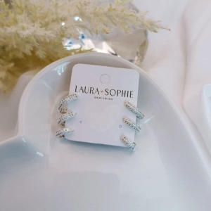TRIO DE ARGOLA COM DUAS FILAS DE MICRO ZIRCONIA