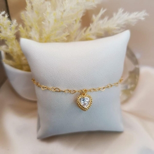 PULSEIRA COM PEDRA DE ZIRCONIA EM FORMA DE CORAÇÃO