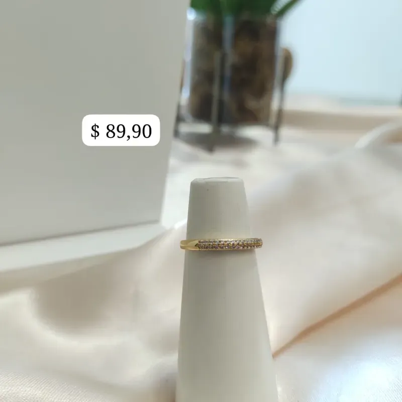 ANEL APARADOR METADE 2 FILAS DE ZIRCONIA