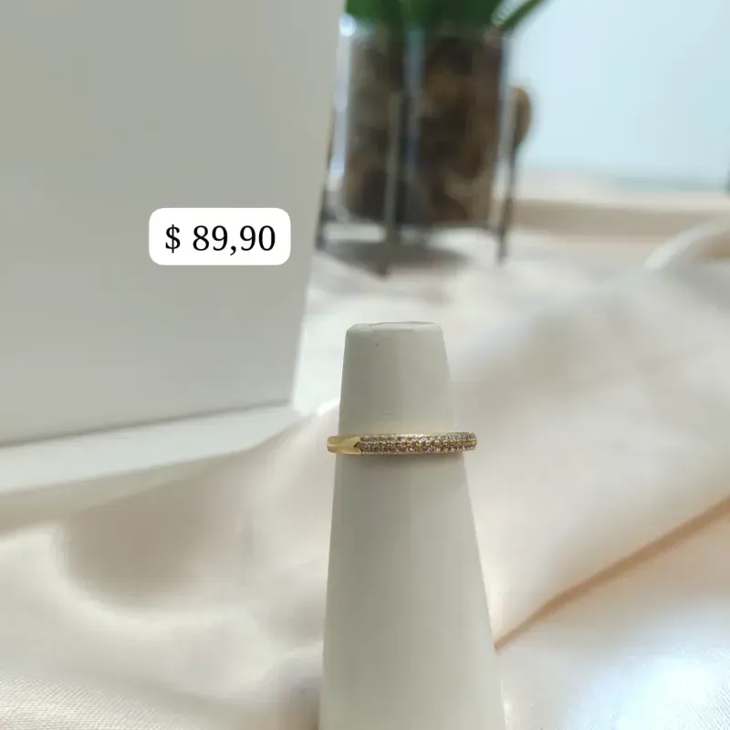 ANEL APARADOR METADE 2 FILAS DE ZIRCONIA