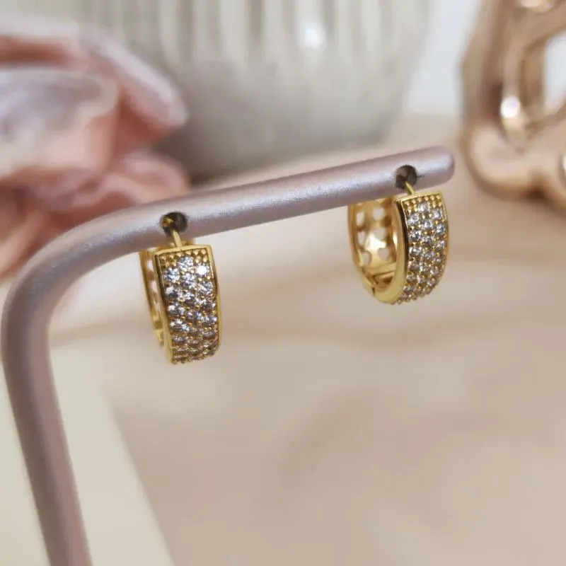 ARGOLA COM 3 FILAS DE MICRO ZIRCONIA