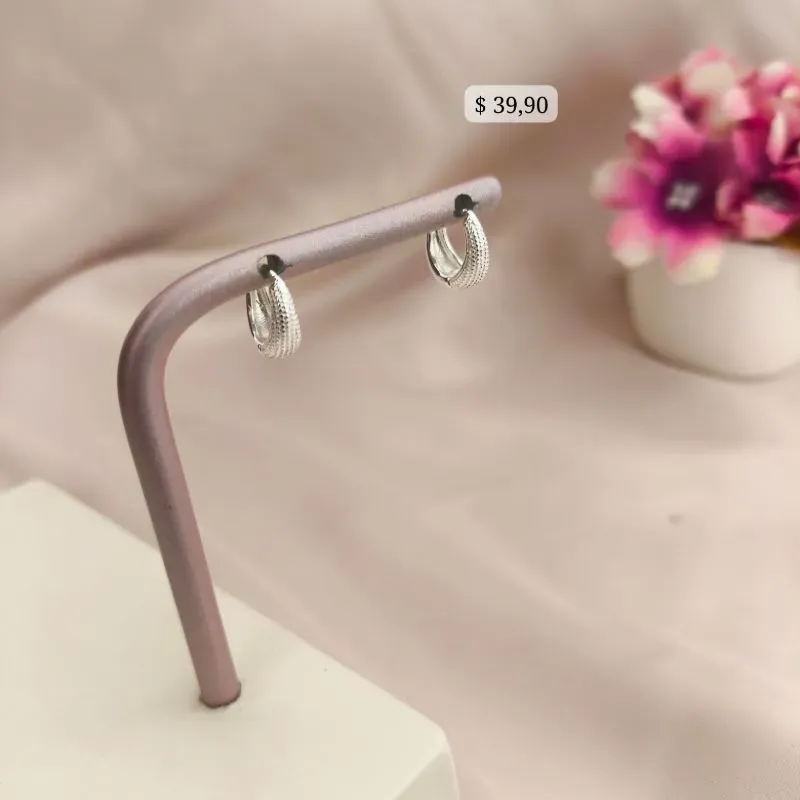 ARGOLA EM FORMA DE GOTA FOSCA B. PRATA 925 TAM G