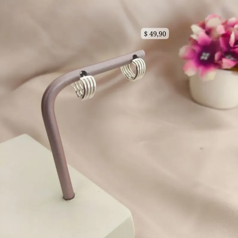 ARGOLA VAZADA LISTRADA ONDULADA B. PRATA 925 TAM G