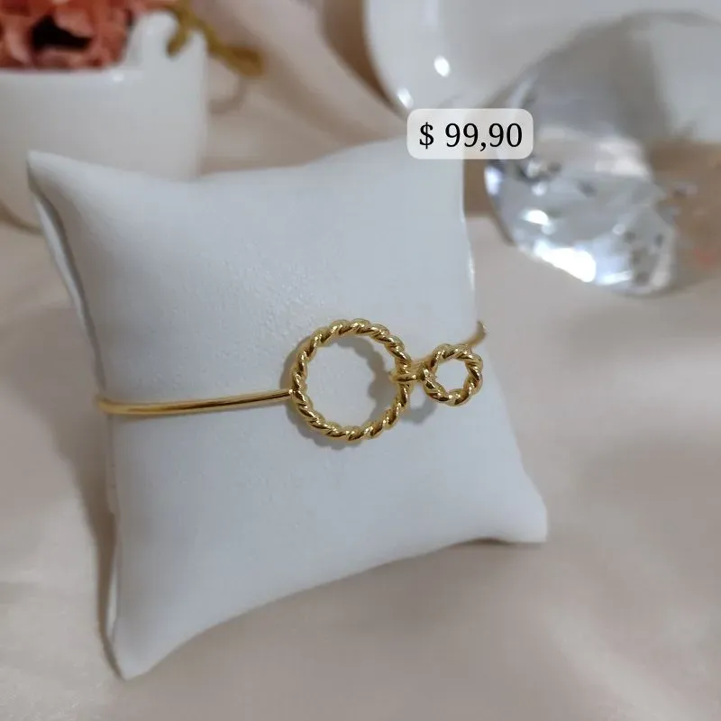 BRACELETE LISO COM CIRCULOS TRANÇADOS