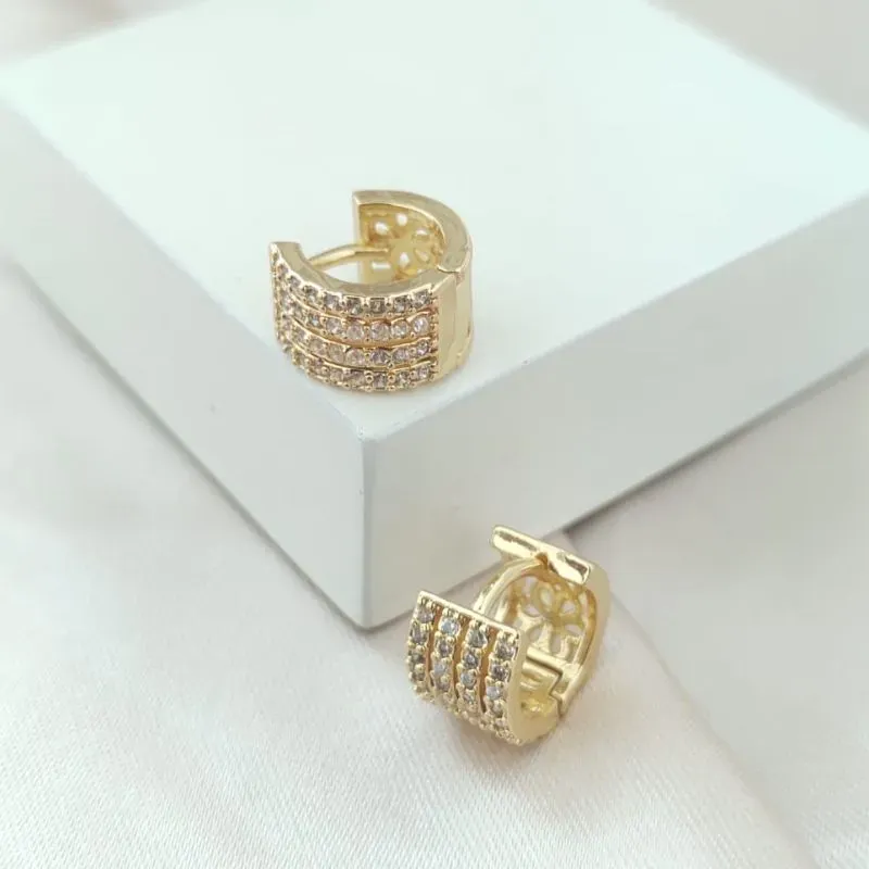 BRINCO ARGOLA COM 4 FILAS DE ZIRCONIA SEPARADAS