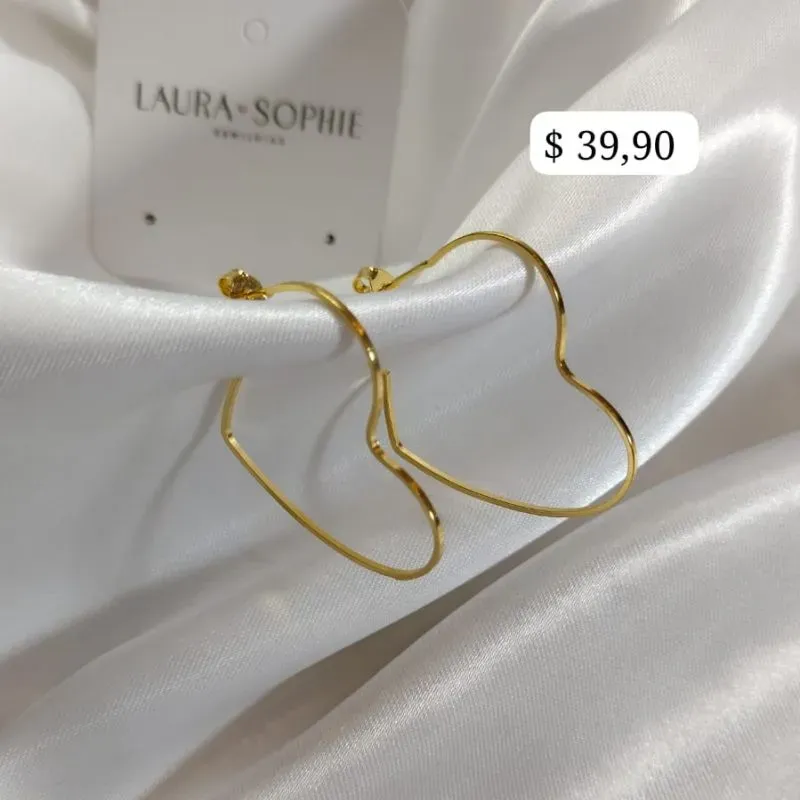 BRINCO ARGOLA CORAÇÃO QUADRICULADA FINO G