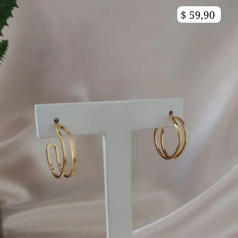 BRINCO ARGOLA DUPLA LISA 25MM