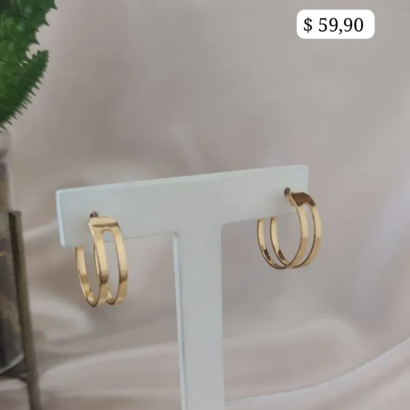 BRINCO ARGOLA DUPLA LISA CHATADA 20MM