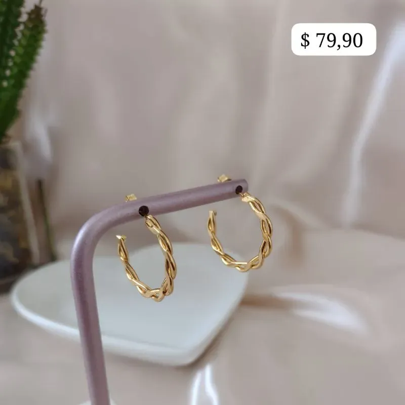 BRINCO ARGOLA TRANÇA CHATADA 25MM