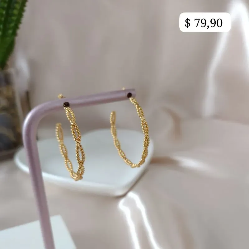 BRINCO ARGOLA TRANÇA CRAQUELADA 37MM