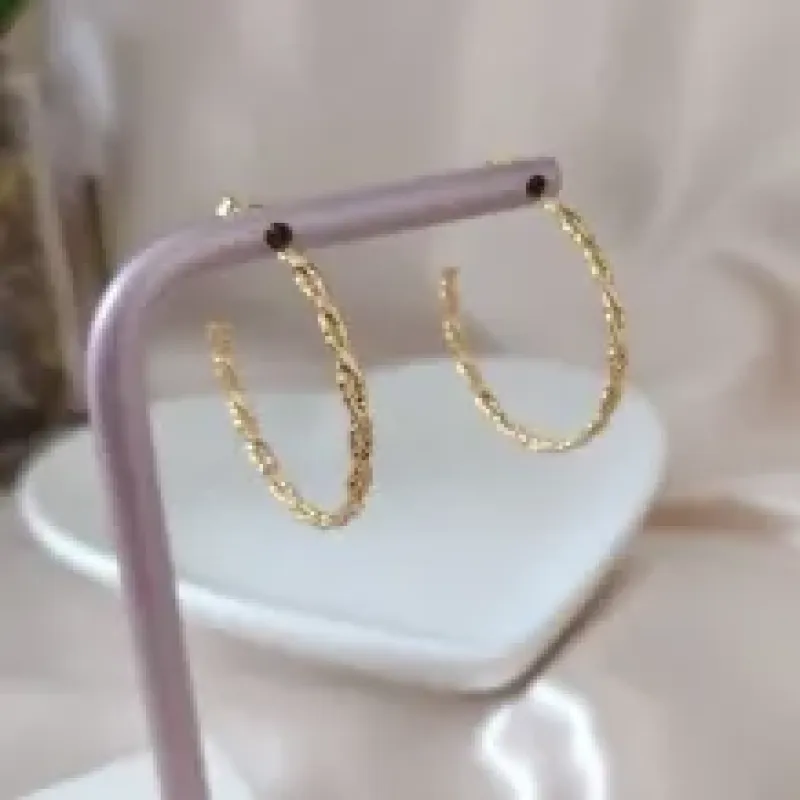 BRINCO ARGOLA TRANÇADA CRAQUELADA 30MM